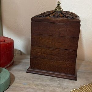 Elegant Brown Bombay Wooden Storage Box - 4 compartments